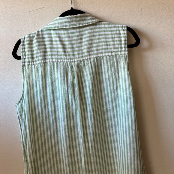 Beach lunch lounge Striped Sleeveless dress linen /cotton blend -made in India - Picture 8 of 9